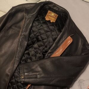 The Territory Ahead Black and Brown Leather Jacket Men's Size L